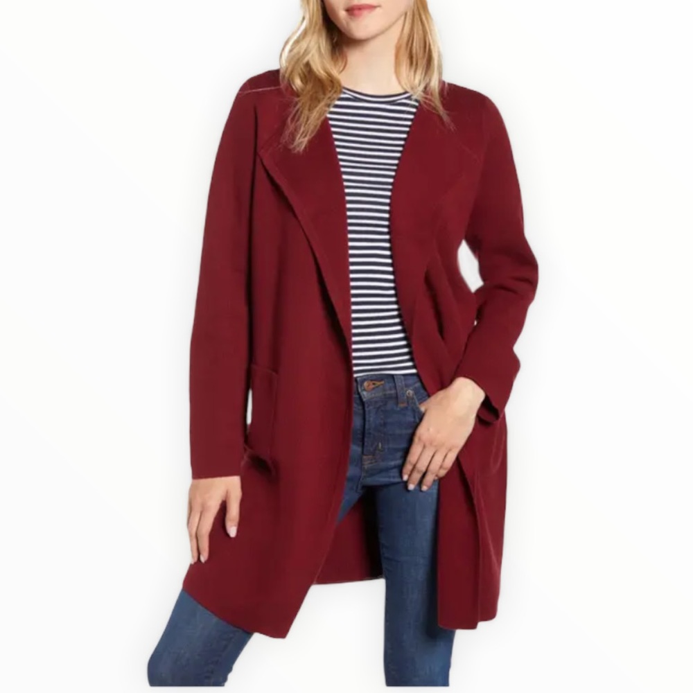 Jcrew 365 Juliette Colarless Blazer Burgundy Sz 6